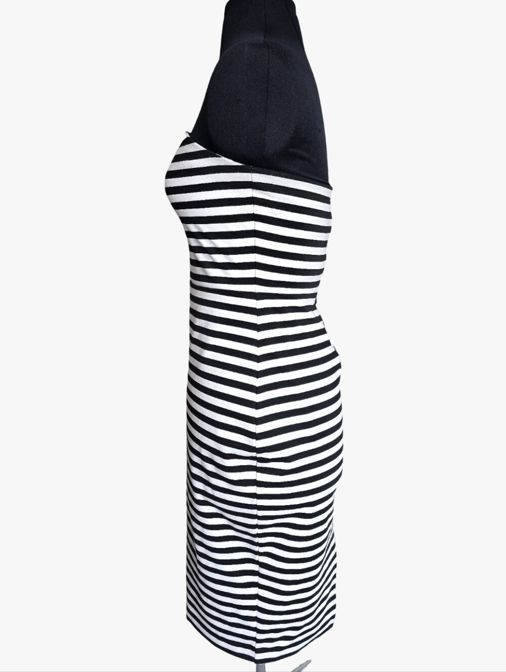 Express Black & White Strapless Striped Midi Dress Sz 6 Cocktail Wedding Guest - Picture 4 of 8
